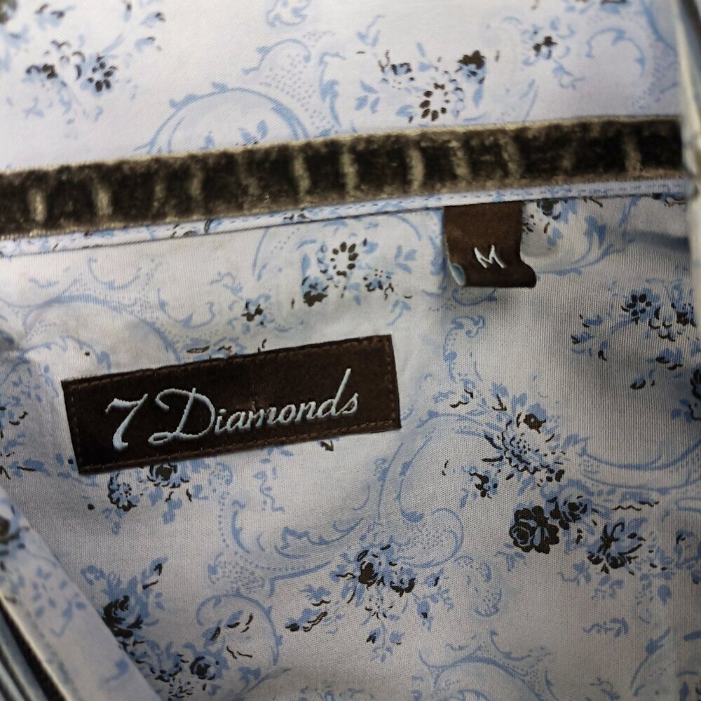 7 Diamonds Multicolor Pinstripe Mens Size M Button Up Cotton Dress Shirt - Picture 10 of 12